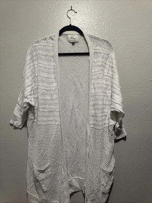 Cardigã suéter feminino algodão na malha tamanho grande cinza manga longa espanador - Imagem 1 de 2