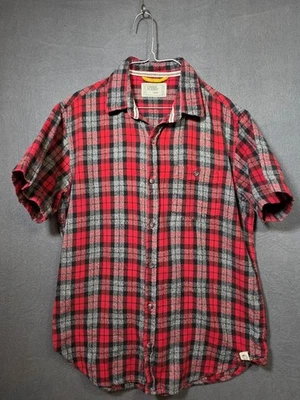 Free Planet Mens Red Black  Short Sleeve Collared Button Up Shirt Size Large - Image 1 of 4