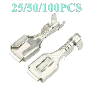 Automotive 6.3mm Electrical Wiring Crimp Female Socket Pin Terminals Contact New - Picture 1 of 2
