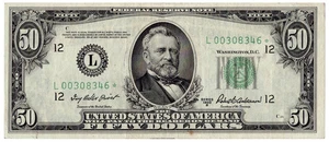 ****STAR****1950-B $50.00 FEDERAL RESERVE NOTE***VF****STAR**** - Picture 1 of 2
