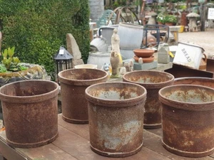 Vintage Cheese Press Steel Garden Planter Plant Pot Reclaimed - Picture 1 of 12