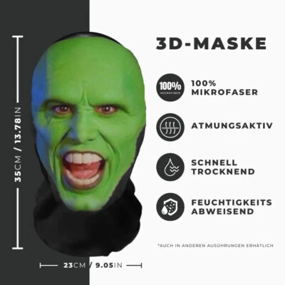 Realistische The Mask 3D-Druck Vollgesichtsmaske – Atmungsaktiv, Witz - Bild 1 von 2