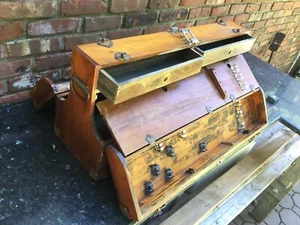 Carpenter Chest Tool Box, Solid Pine, Brass Hardware, Unique 31” x 10x 15”, Desc - Picture 1 of 12