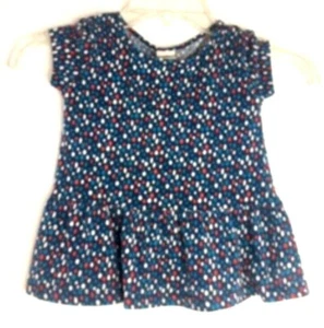 Tucker + Tate Polka Dot Ruffled Dress Girls Size 4 Blue Red White Shirt Sleeve - Picture 1 of 4