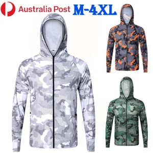 Fishing Clothing Long Sleeve T-Shirt UPF 50+ UV Proof Hoodie Quick Dry Zip Tops - Picture 1 of 19