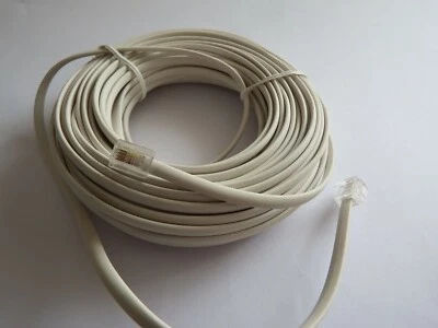 5 x White 15m RJ11 To RJ11 Cable ADSL Broadband Router Lead Modular Male to Male - Image 1 of 3