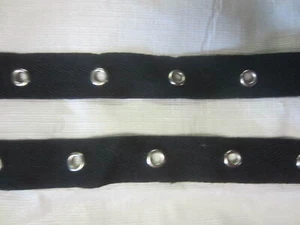 Black Grommet Tape With Nickel Eyelet Cotton Twill Tape Trim 2 Yards - Picture 1 of 4