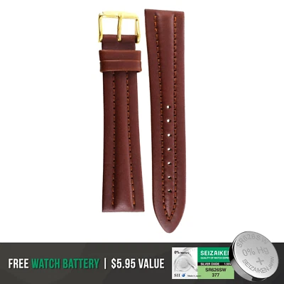 Correa de reloj de cuero HIRSCH Colorado (marrón) - L - 18 mm + batería extra Foto 1 de 4