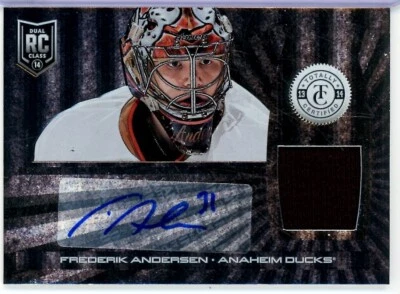 2013-14 Totally Certified Rookie #191 Frederik Andersen RC JERSEY AUTO /100* - Image 1 of 2