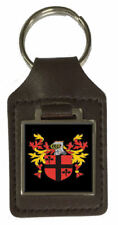 Muir Family Crest Surname Coat Of Arms Brown Leather Keyring Engraved