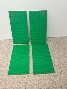 Lot Of 4 LEGO 10x20 Green Raised Bricks 700 Vintage Castle Ninja - Picture 1 of 2