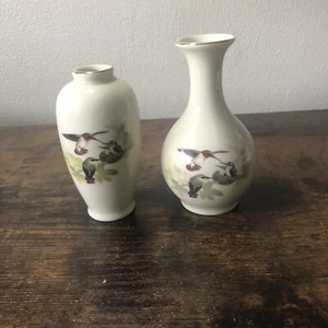 Vintage Otagiri Bud Vase Hummingbird Bird Flower Porcelain Japan Gibsons greetin - Picture 1 of 11