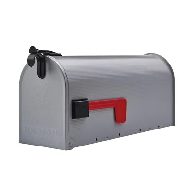 Gray Post Mount Mailbox Medium Steel Heavy Duty Curbside Storage Box Gibraltar - Image 1 of 3