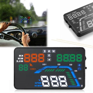 Overspeed Warning MPH Fuel Consumption Q7 HUD 5.5"GPS OBD2 Head Up Display - Picture 1 of 12