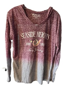 Seaside Heights NJ Shirt XL Long Sleeve Tee Hooded Ombré Red Grey Jersey Shore - Picture 1 of 8