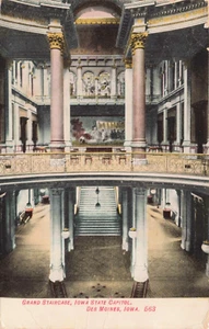 Grad Staircase, Iowa State Capitol Des Moines Iowa Vintage PC - Picture 1 of 2