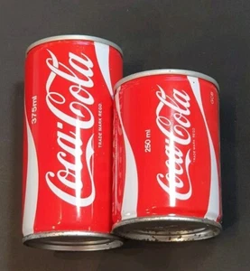 Vintage 1980s Coca Cola-Coke Empty Steel Can 375ml & 250ml Duo From Australia - Picture 1 of 10