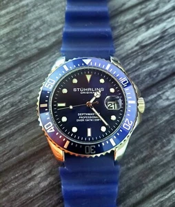 Rare Stuhrling Mens Depthmaster 100M Diver Watch Exc Cond - Picture 1 of 8