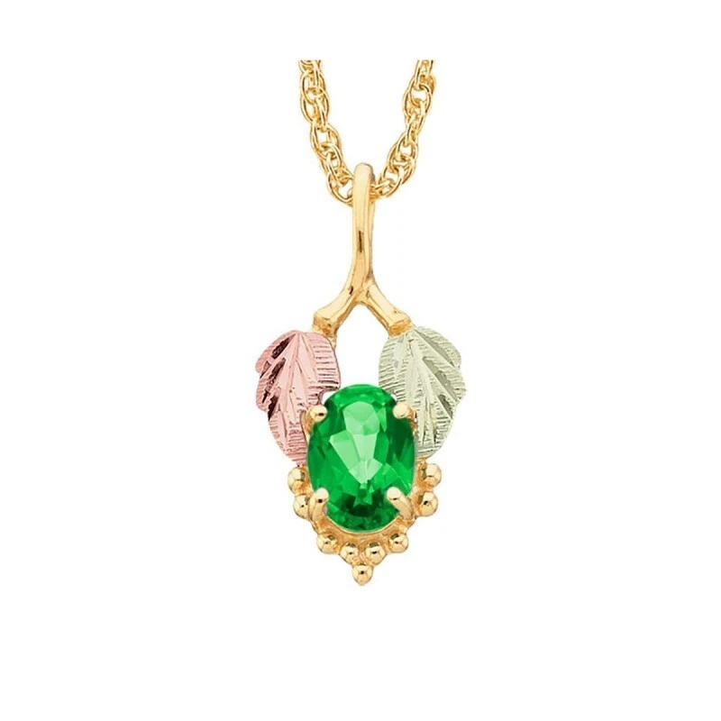 Colgante Hoja Oro 10K Black Hills con Esmeralda Soude ENVÍO RÁPIDO Foto 1 de 2