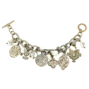Christian Charm Bracelet Large Ave Maria Vintage Religious Jewelry - Picture 1 of 6