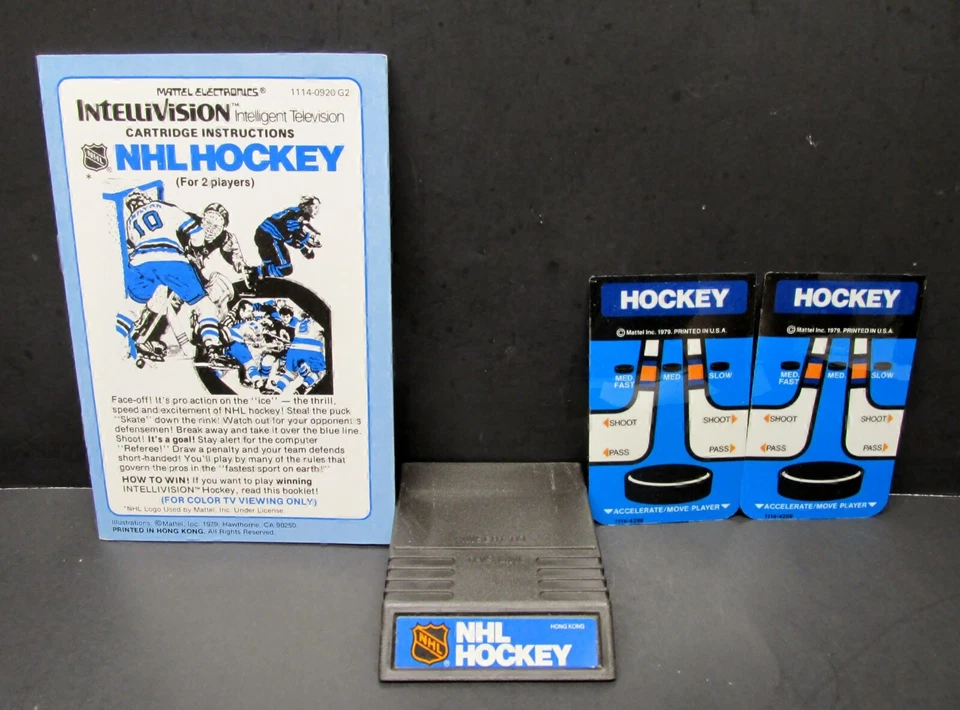 NHL Hockey, Intellivision, Mattel 1979, Cartridge, Manual & Overlays, Tested - Image 1 of 1