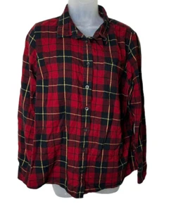Camisa LL Bean Roja Negra Franela a Cuadros Mujer Grande Ligeramente Ajustada Bolsillo Botón - Imagen 1 de 9