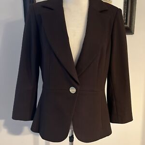 CACHE Contour Collection Brown Lined Blazer Jacket Pants suit Size 8