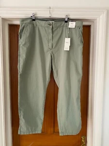 M&S Women's Chino Trousers Size 20 Short BNWT NEW Dark Sage Green Chinos Tea Dye - Picture 1 of 12