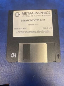 De colección 1992 Metagraphics MetaWINDOW 4/32 versión de software 4.1A en disco 2.5 - Imagen 1 de 1