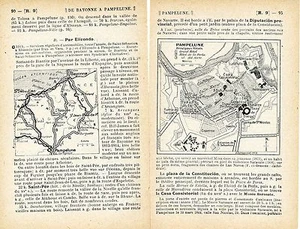 Pamplona Pampelune 1915 peq. mapa ciudad orig., carta + guía fr. (10 p) Elizondo - Picture 1 of 1