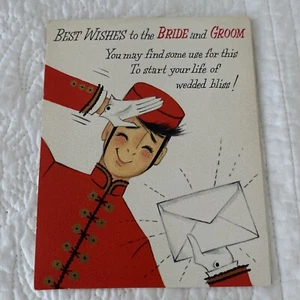 VINTAGE Hochzeitskarte~DO NOT STÖREN SIGN~HÄNGEN~SÜSS~LUSTIG~1950’er PUNZENKARTE - Bild 1 von 4