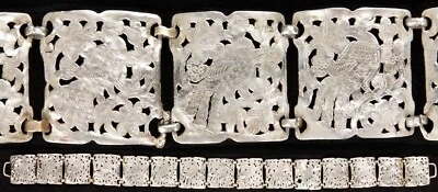 Cinto perfurado vintage chinês Peranakan bronze branco Paktong Nyonya Indonésia antigo - Imagem 1 de 4