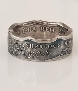 Anillo de moneda Inglaterra Sherlock Holmes 50p | Conan Doyle | Anillo de viaje | Rin hecho a mano - Imagen 1 de 7
