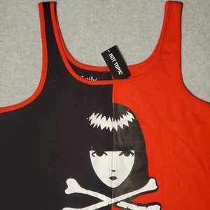 Emily The Strange Womens Red Black Crop Tank Top Size 3 Grunge - Picture 1 of 9