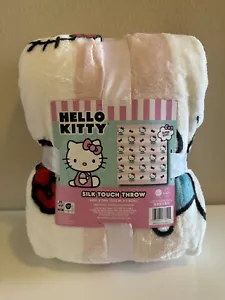 NEW Hello Kitty Sanrio SUPER SOFT Silk Touch Throw Blanket 60” x 70” White/Pink - Picture 1 of 6