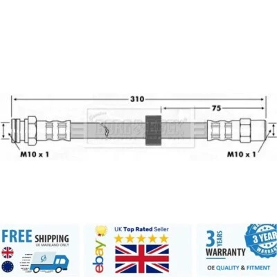 Brake Hose BBH7188 For VW JETTA 84-91 191611701A - Image 1 of 2