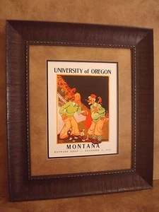 VINTAGE OREGON DUCKS COLLEGE FOOTBALL PROGRAM FRAMED "OREGON VS MONTANA" - Picture 1 of 7