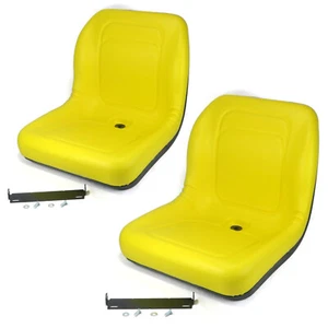(2) Yellow HIGH BACK SEAT with Pivot Rod Bracket for John Deere Gators 4x2 & 6x4 - Picture 1 of 8