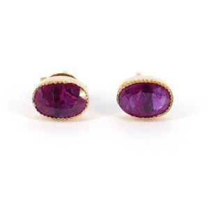 1.04 Ct Ruby Bezel Earrings 18k Solid Yellow Gold - Picture 1 of 4