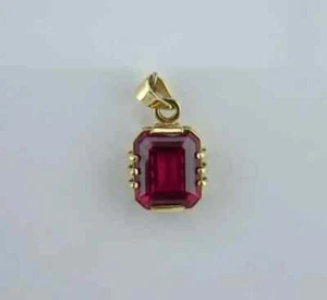 2Ct Emerald Simulated Red Ruby Women's Pendant 14K Yellow Gold Plated 18 Chain" - Picture 1 of 5