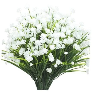 8 Bundles Artificial Outdoors Flowers (-Daffodil) White - Picture 1 of 8