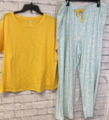 NUEVO Conjunto de pijama Sonoma para mujer talla 1X floral margarita 2 piezas ropa para dormir camisa pantalones Foto 1 de 4