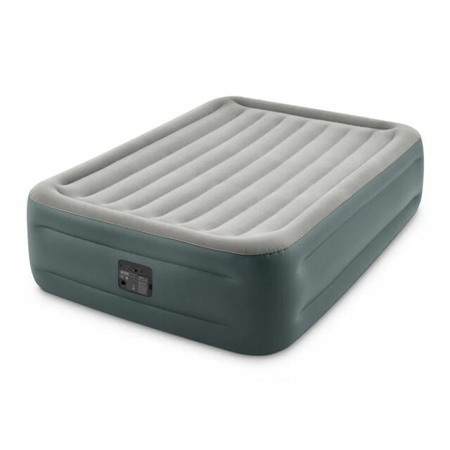 Intex Essential Rest Materasso Matrimoniale Gonfiabile Felpato con Pompa Elettrica per 2 Persone - 152х203х46см - Grigio