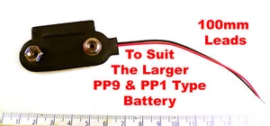 PP9 and PP1 Black and Red Battery Lead 100mm Snap On OM1157 - Picture 1 of 4