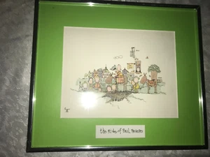 Vintage WILLIAM EAGAN 1974 CARTOON Frame ART PRINT The RIDE of PAUL REVERE 14x12 - Picture 1 of 20