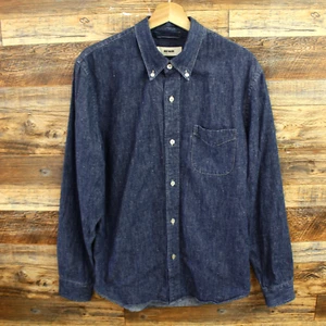 Buck Mason Denim Shirt Size L Mens Button Down Blue Western Long Sleeve Cotton - Picture 1 of 10