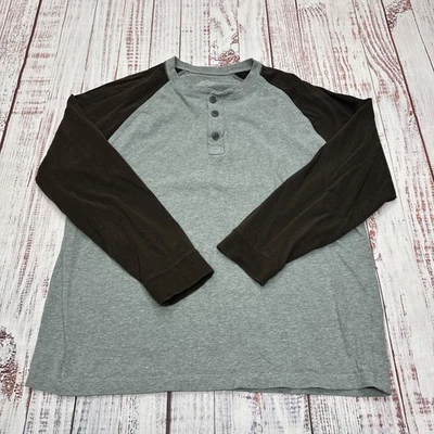 St John’s Bay Shirt Mens XL Gray/Brown Long Sleeve 1/4 Button Up Shirt - Image 1 of 4