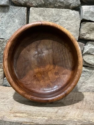 Vintage Grande Tigela de Madeira Tornada Feita à Mão Linda Textura Grão Estate ❤️ - Imagem 1 de 4
