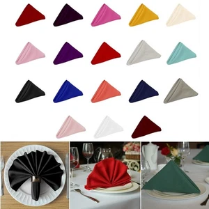 Soft Wedding Table Cloth Dinner Decor Faux Satin Cloth Square Table Napkins - Picture 1 of 51