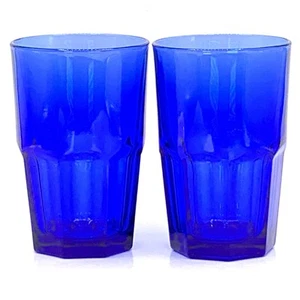 Libbey Crisa Kobaltblau Becher Trinkgläser 8 Platten 5,25" hoch 2er Set - Bild 1 von 7